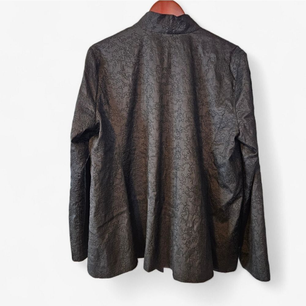 Eileen Fisher 100% Silk Textured Minimalist High Collar Dress Blazer Jacket L - Picture 2 of 8